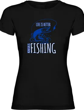Life Is Better Fishing Short Sleeve T-shirt Black XL Women - Kruskis - FashionsVida