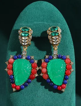 Vintage Green Glazed Leaves Drop Earrings Luxury Antique Art Deco Rhinestone Natural Jewelry Brand High Quality Gift Anniversary - Aliexpress - FashionsVida