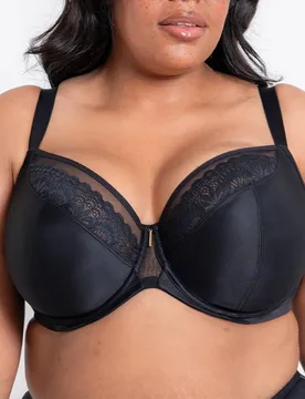 Women's Hera Full Plunge Underwired Bra in Black Size: 38HH - Black - Size: 38HH - Adella - FashionsVida