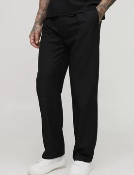 Herren Tall Relaxed Fit Maßgeschneiderte Bundfalten-Hose mit Gürtel Black Größe 32 - boohooMAN - FashionsVida