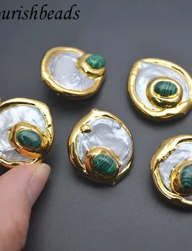 Natural Freshwater Pearl Baroque Flat Round Pavd Malachite Bead Loose Beads for DIY Fashion Necklace Jewelry Making - Aliexpress - FashionsVida