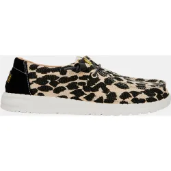 Zapatos de cordones de mujer de tejido y estampado animal