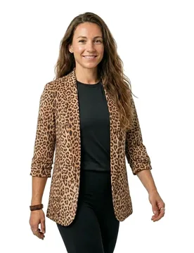 Blazer Boss 3/ Printed Natural / Aop Leopard S - Pieces - FashionsVida
