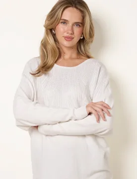 Diamante Embellished Batwing Jumper - S/M / IVORY - female - Blue Vanilla - FashionsVida