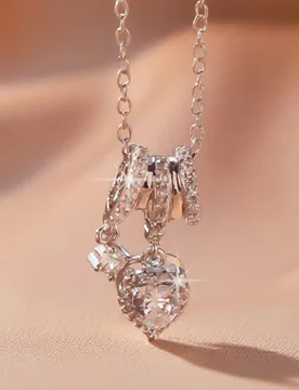 Pieza Collar de cadena de clavícula con incrustaciones de circonita, elegante collar con colgante en forma de corazón, sofisticado y versátil, idea - Shein - FashionsVida