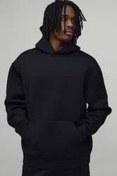 Herren Übergroßer Kapuzenpullover Aus Gebondetem Scuba-Material Für Große Größen Black Größe Large