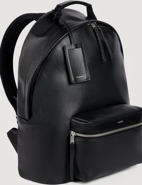 Mochila de hombre de cuero regenerado granulado - sandro - FashionsVida