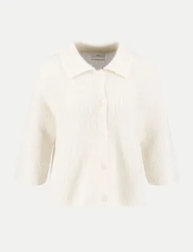 Cardigan mit Polokragen Weiß M - Fynch-Hatton - FashionsVida