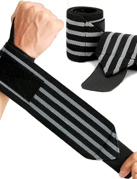Par de muñequeras ajustables con vendaje - Diseñadas para barra, mancuerna y entrenamiento de halado alto, adecuadas para gimnasio y entrenamiento, - Shein - FashionsVida