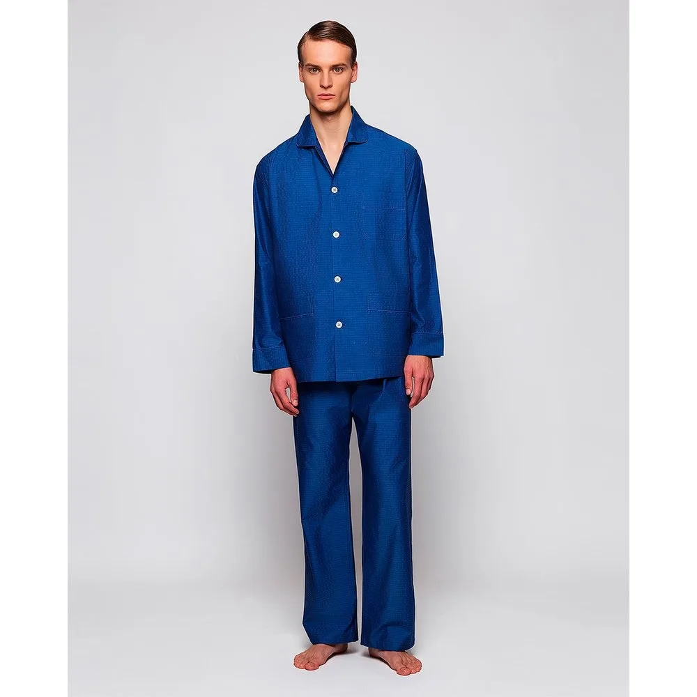 Pijama corto de hombre rayas azul - Mirto - FashionsVida