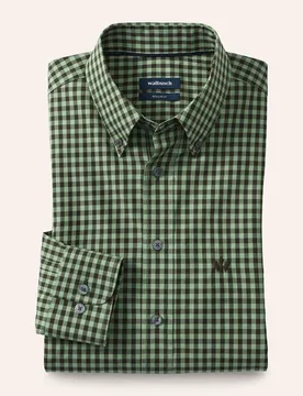 Soft-Cotton Hemd, Regular Fit#noch offen: Größenlauf, Farbe Grün, 41/42, extra feine Baumwolle Kent-Kragen Button-down Herren - Walbusch - FashionsVida