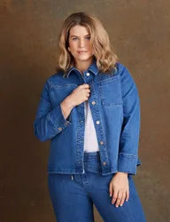 Denim Patch Pocket Cropped Jacket Blue female