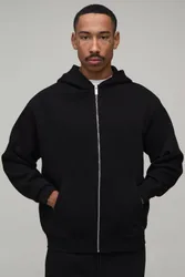 Herren Basic Oversize Zip-Hoodie Sweatshirt Black Größe Medium