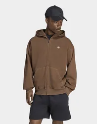 Mens HOODIE TREFOIL ESSENTIALS WASHED FULL ZIP LOOSE - Marrone, marrone marrone Uomo taglia XL
