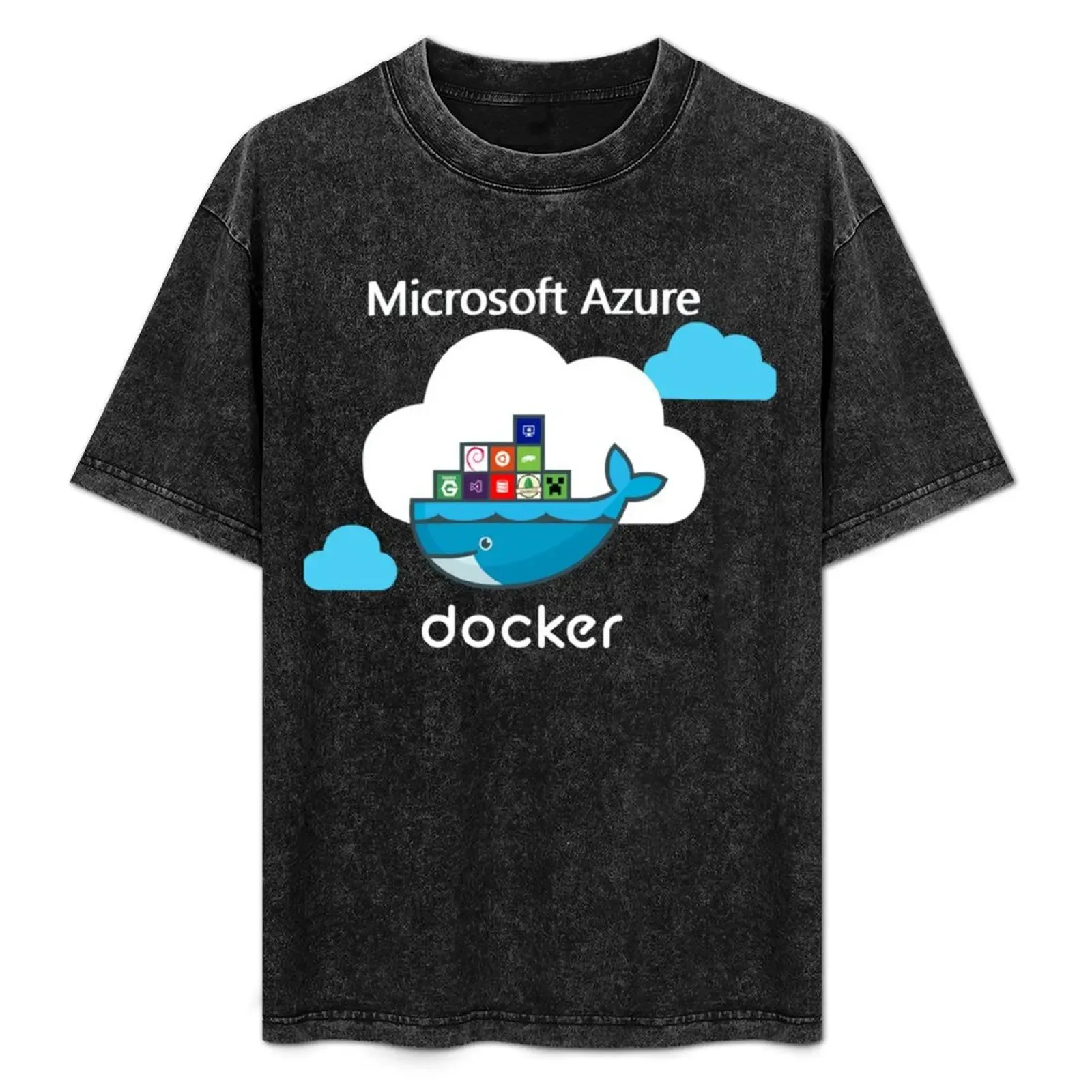 Docker on Azure T-Shirt Basic Solid Color Short Sleeve T-Shirt - Aliexpress - FashionsVida