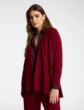 Cardigan de mujer de viscosa comfort modelo de longitud media con línea en a sin cierre - Elena Miró - FashionsVida