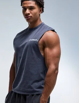 Herren One More Rep Gewaschenes Normal Geschnittenes Trägershirt Navy Größe Medium - boohooMAN - FashionsVida