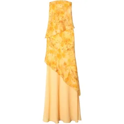 Vestido largo de tres capas con estampado floral