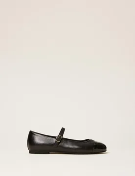 Ballerines en cuir avec logo et bride - TWINSET - FashionsVida