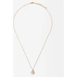 Collar de acero inoxidable con abalorio de trébol y circonitas en
