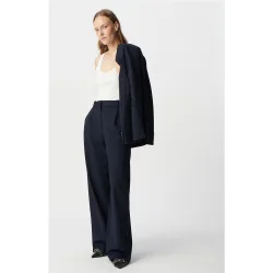 Pantalón de vestir de mujer ancho de punto milano