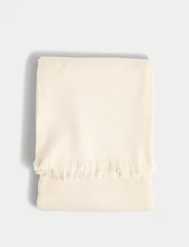 M&S Soft Textured Throw Ecru - M&S - FashionsVida