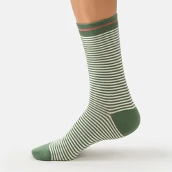 Stripe Bloom & Ride Bamboo Crew Socks - Fern Green - UK 4-7