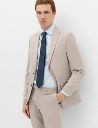 Slim Fit Linen Blend Stretch Suit Jacket Brown Mix male