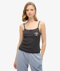 Superdry Damen Athletic Essentials Button Down Cami Top Grau - Größe: 14-16