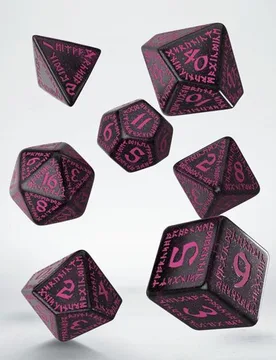 Runic - Dice Set: Shimmering Black with Magenta - Q Workshop - FashionsVida