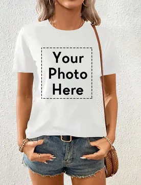 Camiseta de manga corta para mujer con tus fotos personalizadas, regalo del Día de San Valentín, regalo para ella, regalo de aniversario, regalo fes - Shein - FashionsVida