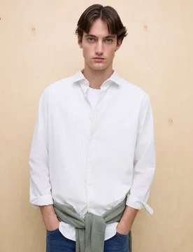 Camisa manga larga para hombre rayas seersucker - Easy Wear - FashionsVida