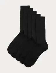 Pack Cotton Rich Ribbed Socks Black male