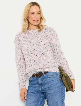 Cotton Blend Flecked Crew Neck Jumper Purple Mix female - Fatface - FashionsVida