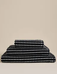 Pure Cotton Spotty Striped Towel Black