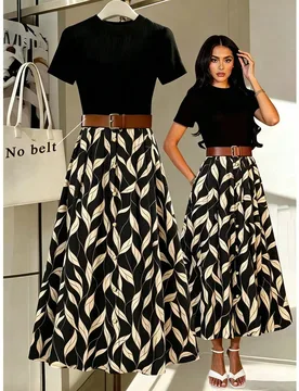 Vestido de mujer talla grande elegante casual para uso diario minimalista nuevo a rayas línea A manga corta primavera verano 1XL - Shein - FashionsVida