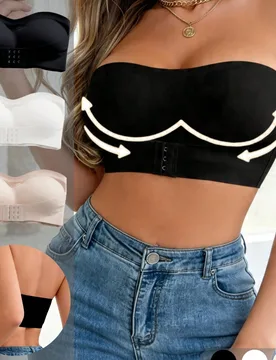 Piezas Sujetador sin tirantes con cierre delantero sin aros con efecto push-up, ropa interior estilo camisola fina antideslizante y antiroce - Shein - FashionsVida