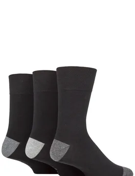 Mens 3 Pair Cotton Argyle Patterned and Striped Socks Contrast Heel and Toe Black 6-11 - Black - Size: 6-11 Mens - Gentle Grip - FashionsVida
