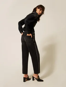 Jean barrel avec cabochons - Actitude by Twinset - FashionsVida