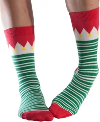 Doris & Dude Green Stripe Christmas Bamboo Socks - UK3-7
