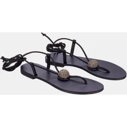 Sandalias de mujer griegas planas con tiras