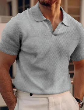 Men's knitted textured simple short-sleeve polo shirt,casual golf business top,suitable for summer daily wear clothes for men - Aliexpress - FashionsVida