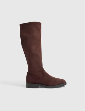 Thigh High Leg Boots With Low Heel Dark Brown female - River Island - FashionsVida