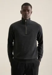 Stehkragen Quarter Zip Uni, Grau M