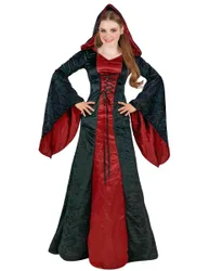 Düstere Kultistin Gothic-Damenkostüm für Halloween schwarz-rot