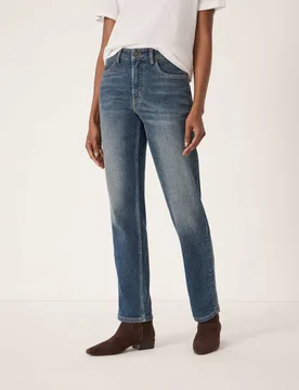 Mid Rise Straight Leg Turn Up Jeans Blue Denim female - hush - FashionsVida