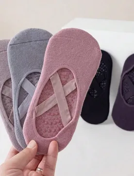Pares de calcetines de yoga y pilates para mujer, calcetines deportivos de danza con silicona antideslizante, calcetines de agarre para esterilla de p - Shein - FashionsVida