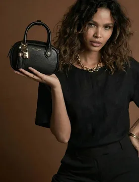 Women's 'Ruthanna' Mini Bowler Bag in Black - Black - Size: One Size - Luella Grey - FashionsVida