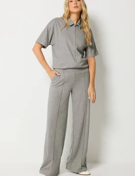 Women's Tall Brushed Wide Leg Trousers in Grey Size: 10L - Grey - Size: 10L - Long tall sally - FashionsVida