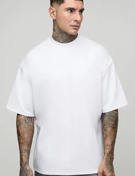 Herren Hohes Übergroßes Super Schweres Premium T-Shirt White Größe Small - boohooMAN - FashionsVida